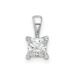 14k White Gold 1/2 carat Lab Grown Diamond VS+ F+ Princess Complete Four Prong Pendant