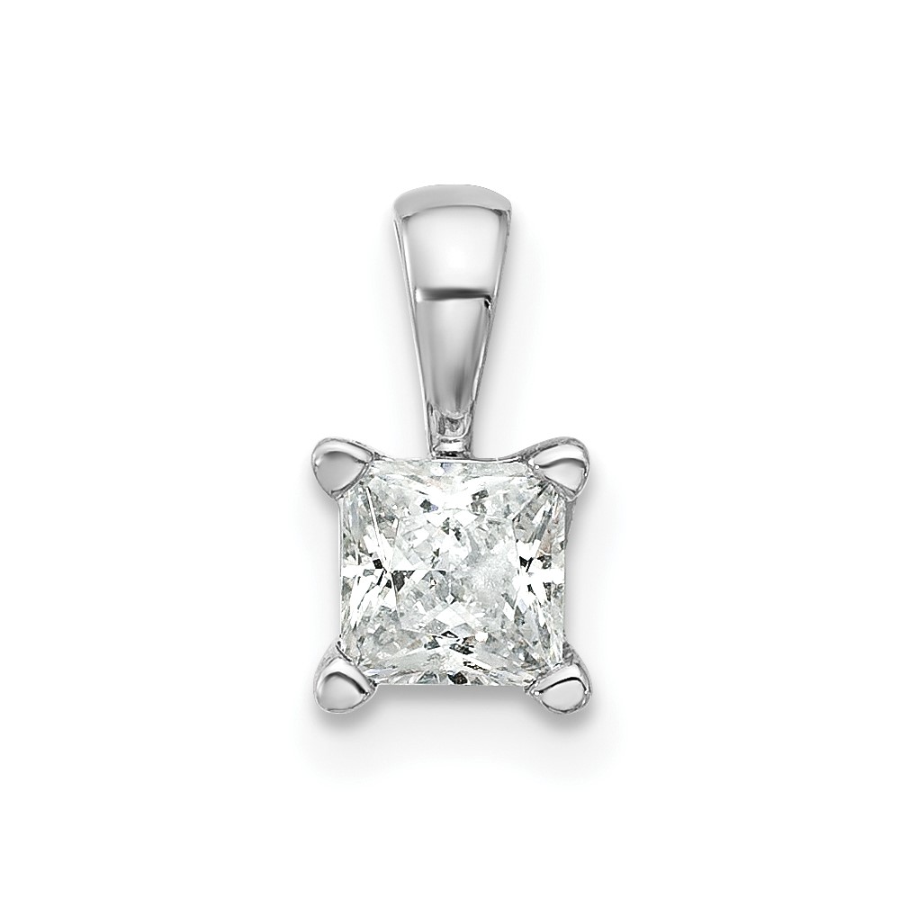 PM10291-050-WAA.jpg 14k White Gold 1/2 carat Lab Grown Diamond VS+ F+ Princess Complete Four Prong Pendant - Image 1