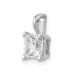 14k White Gold 1 carat Lab Grown Diamond VS/SI+ G+ Princess Complete Four Prong Pendant - Image 4