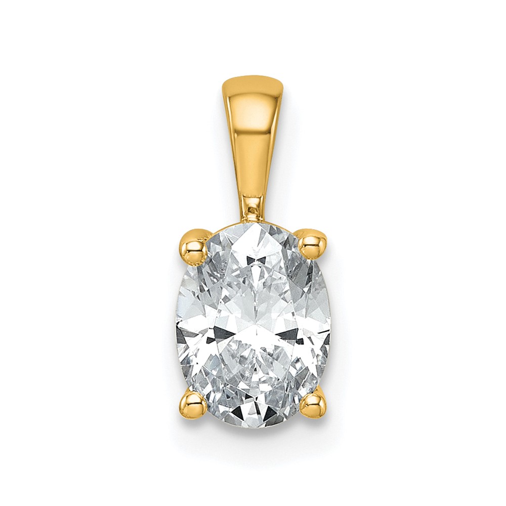 PM10292-100-YAA.jpg 14k 1 carat Lab Grown Diamond VS+ F+ Oval Complete Four Prong Pendant - Image 1