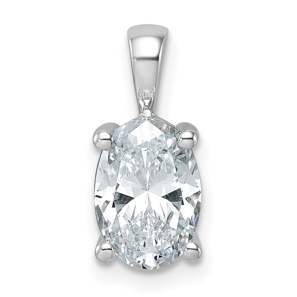 PM10292-200-WAA.jpg 14k White Gold 2 carat Lab Grown Diamond VS+ F+ Oval Complete Four Prong Pendant - Image 1