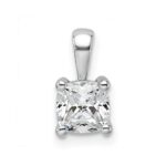 14k White Gold 3/4 carat Lab Grown Diamond VS/SI+ G+ Cushion Complete Four Prong Pendant