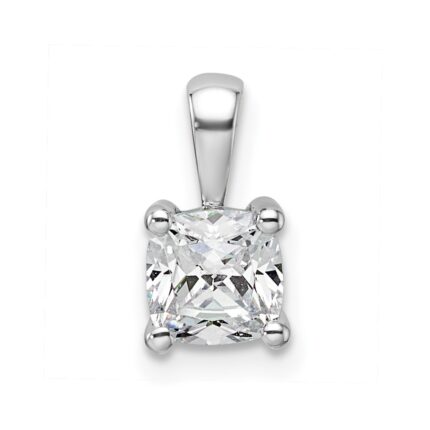 14k White Gold 3/4 carat Lab Grown Diamond VS/SI+ G+ Cushion Complete Four Prong Pendant