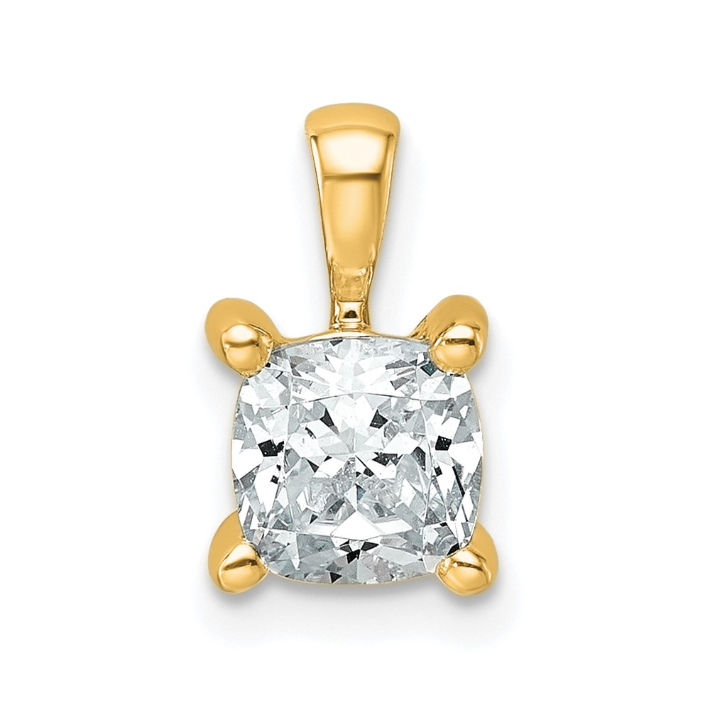 PM10293-100-YAA.jpg 14k 1 carat Lab Grown Diamond VS/SI+ G+ Cushion Complete Four Prong Pendant - Image 1