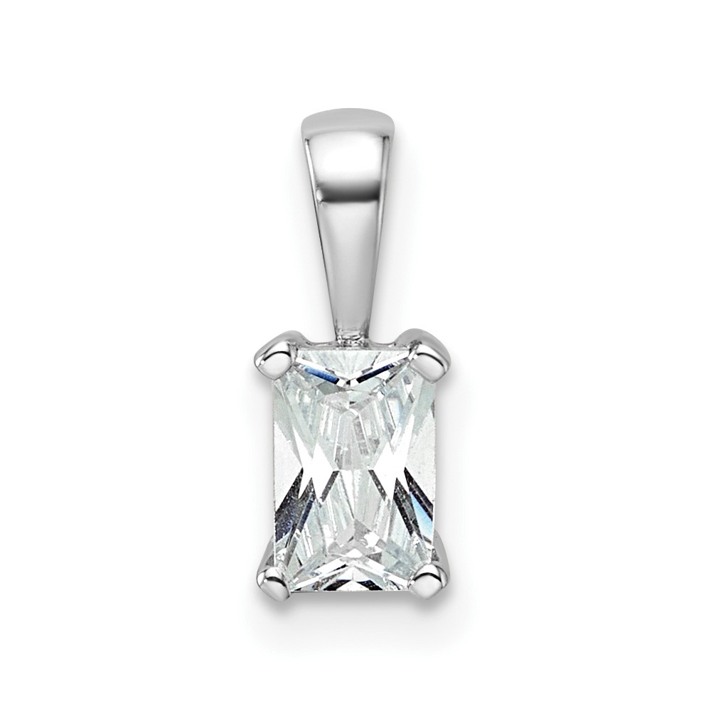 PM10294-050-WAA.jpg 14k White Gold 1/2 carat Lab Grown Diamond VS/SI+ G+ Radiant Complete Four Prong Pendant - Image 1