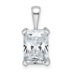 14k White Gold 2 1/2 carat Lab Grown Diamond VS/SI+ G+ Radiant Complete Four Prong Pendant