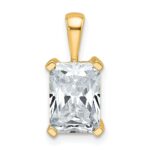 14k 2 1/2 carat Lab Grown Diamond VS/SI+ G+ Radiant Complete Four Prong Pendant