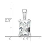 14k White Gold 3 carat Lab Grown Diamond VS/SI+ G+ Radiant Complete Four Prong Pendant - Image 4