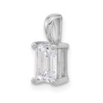 14k White Gold 1 carat Lab Grown Diamond VS/SI+ G+ Emerald Complete Four Prong Pendant - Image 4