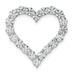 14k White Gold 3 carat Lab Grown Diamond VS/SI+ G+ Complete Heart Chain Slide Pendant