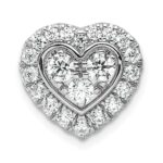 14k White Gold 7/8 carat Lab Grown Diamond VS/SI+ G+ Complete Halo Heart Chain Slide Pendant