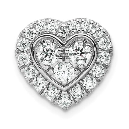 14k White Gold 7/8 carat Lab Grown Diamond VS/SI+ G+ Complete Halo Heart Chain Slide Pendant