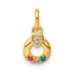 14k Dia Heart w/ 3 Birthstone Mother's Circle Pendant Semi-Mount - Image 2