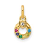 14k Dia Heart w/ 6 Birthstone Mother's Circle Pendant Semi-Mount - Image 2
