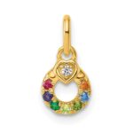 14k Dia Heart w/ 7 Birthstone Mother's Circle Pendant Semi-Mount - Image 2