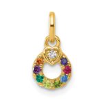 14k Dia Heart w/ 8 Birthstone Mother's Circle Pendant Semi-Mount - Image 2