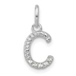 14k White Gold Twisted with .05 ct. Diamond Initial C Charm
