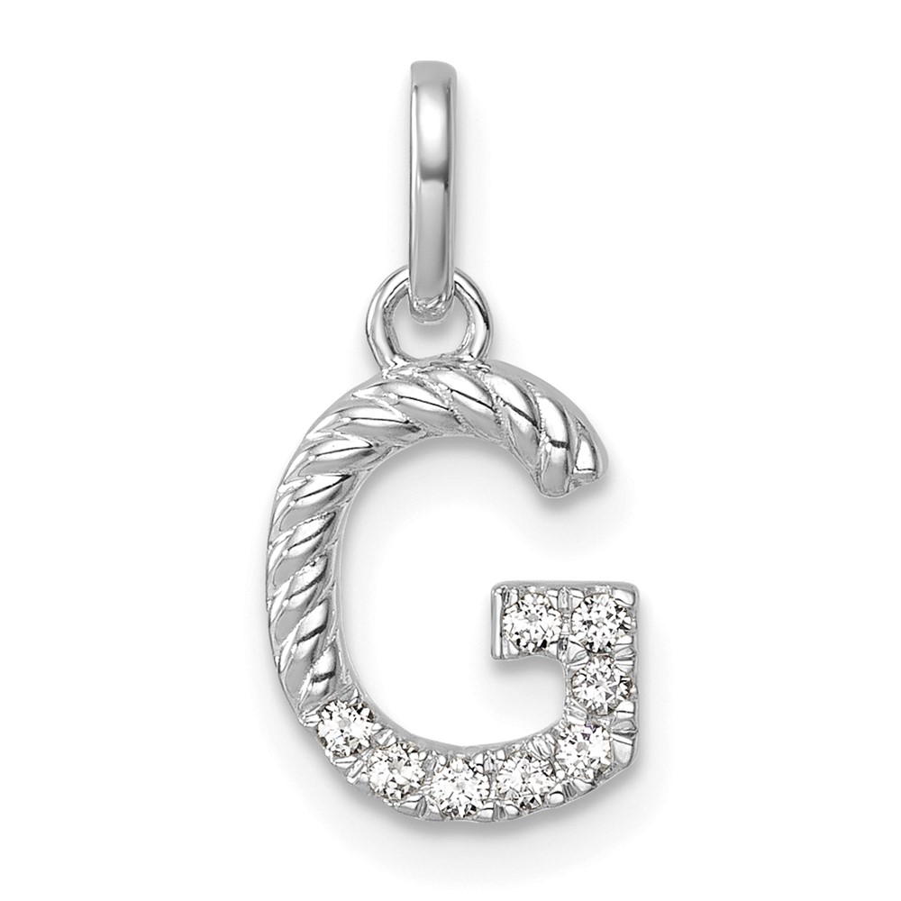PM10732G-WA.jpg 14k White Gold Twisted .07 ct. Diamond Initial G Charm - Image 1