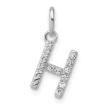 14k White Gold Twisted .07 ct. Diamond Initial H Charm