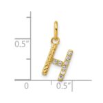 14k Twisted .07 ct. Diamond Initial H Charm - Image 4