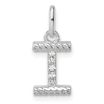 14k White Gold Twisted .05 ct. Diamond Initial I Charm
