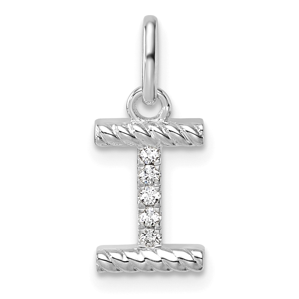 PM10732I-WA.jpg 14k White Gold Twisted .05 ct. Diamond Initial I Charm - Image 1