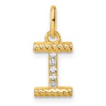 14k Twisted .05 ct. Diamond Initial I Charm
