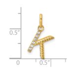 14k Twisted .05 ct. Diamond Initial K Charm - Image 4