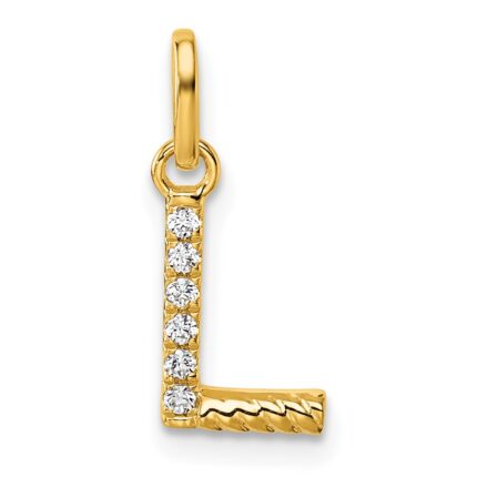 14k Twisted .05 ct. Diamond Initial L Charm