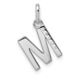14k White Gold Twisted .05 ct. Diamond Initial M Charm - Image 3