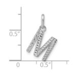 14k White Gold Twisted .05 ct. Diamond Initial M Charm - Image 4