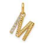 14k Twisted .05 ct. Diamond Initial M Charm