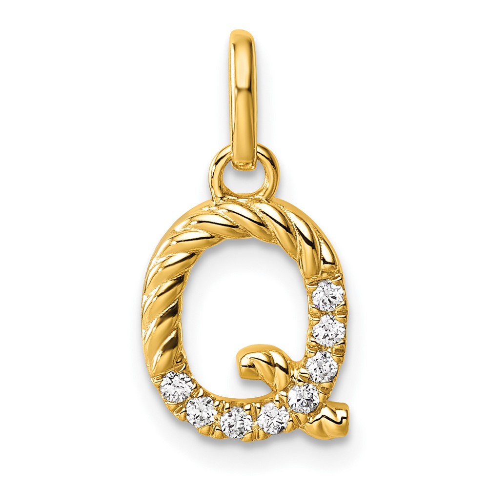 PM10732Q-YA.jpg 14k Twisted .07 ct. Diamond Initial Q Charm - Image 1