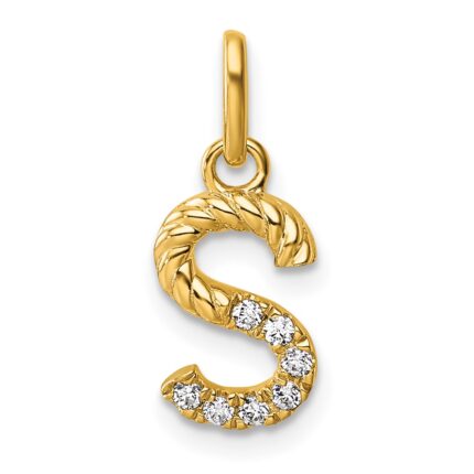 14k Twisted .07 ct. Diamond Initial S Charm