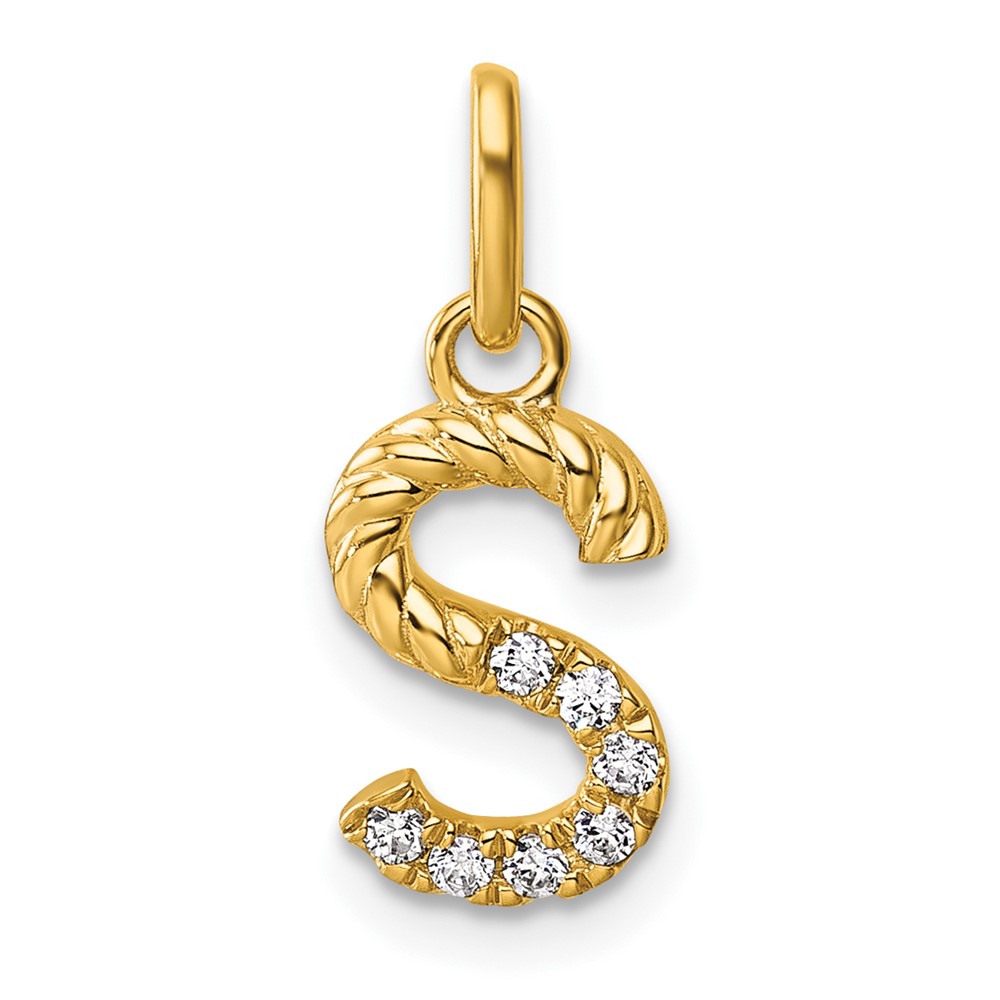 PM10732S-YA.jpg 14k Twisted .07 ct. Diamond Initial S Charm - Image 1
