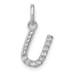 14k White Gold Twisted .10 ct. Diamond Initial U Charm