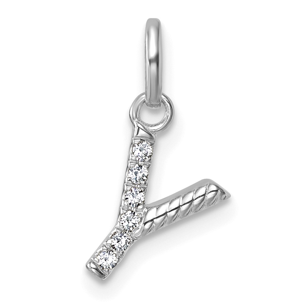 PM10732Y-WA.jpg 14k White Gold Twisted .05 ct. Diamond Initial Y Charm - Image 1