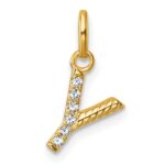14k Twisted .05 ct. Diamond Initial Y Charm