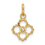 14K Polished 1/20 carat Diamond Beaded Floral Pendant - Image 3