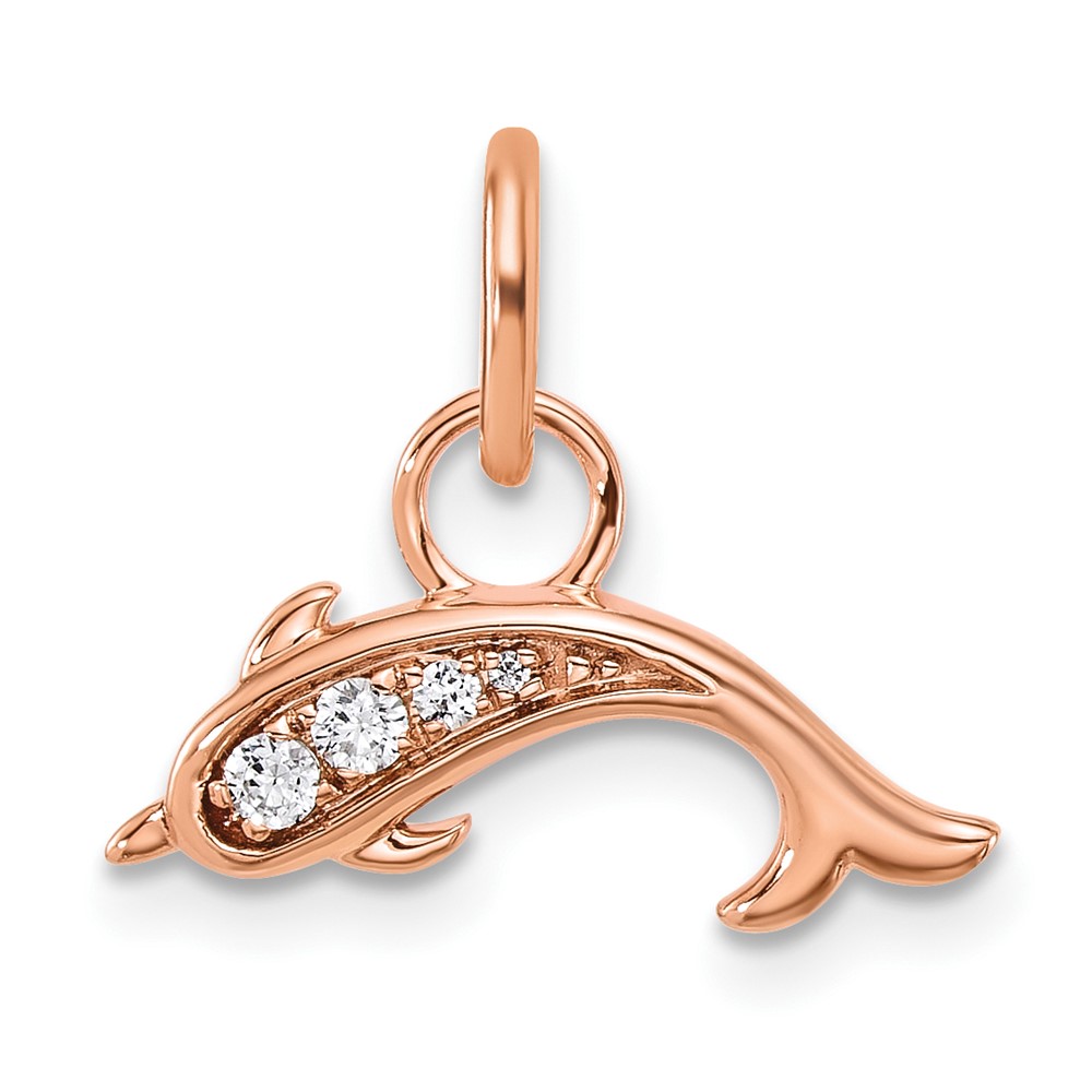 PM10764-005-RAA.jpg 14K Rose Gold Polished Diamond Dolphin Charm - Image 1