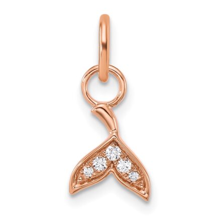 14K Rose Gold Polished Diamond Whale Tail Charm