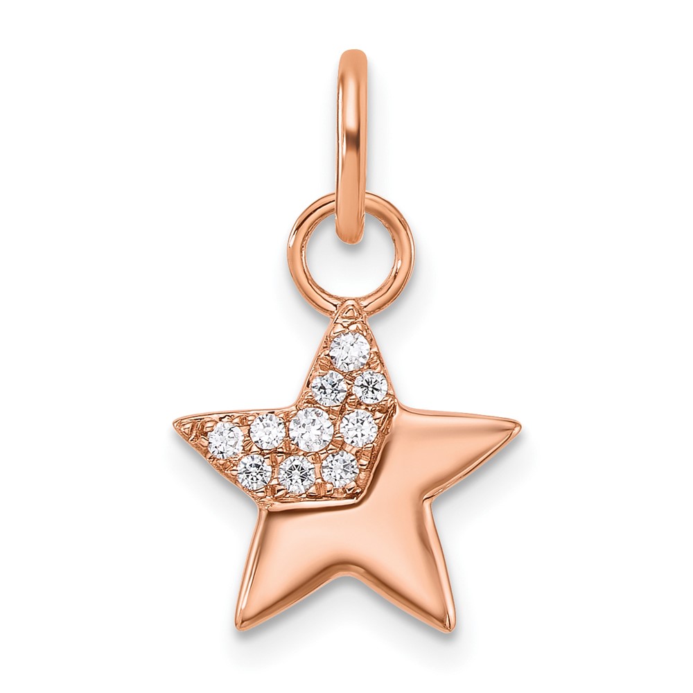 PM10769-010-RAA.jpg 14K Rose Gold Polished 1/10 carat Diamond Star Charm - Image 1