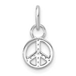 14K White Gold Polished 1/15 carat Diamond Peace Sign Charm - Image 3