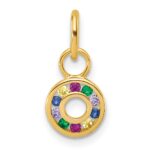 14K Polished Diamond Multi-color CZ Circle Charm