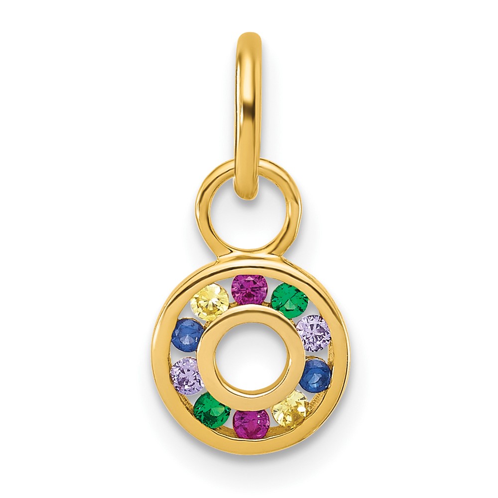 PM10773-YCZ.jpg 14K Polished Diamond Multi-color CZ Circle Charm - Image 1