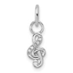 14K White Gold Polished Diamond Music Treble Clef Charm