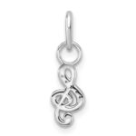 14K White Gold Polished Diamond Music Treble Clef Charm - Image 3