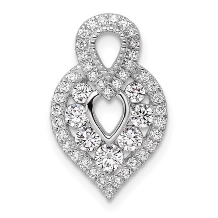 14K White Gold Polished 5/8 carat Diamond Fancy Chain Slide