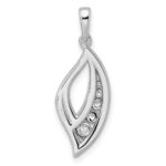 14K White Gold Polished 3/8 carat Diamond Fancy Leaf Pendant - Image 3