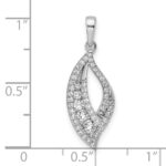 14K White Gold Polished 3/8 carat Diamond Fancy Leaf Pendant - Image 4
